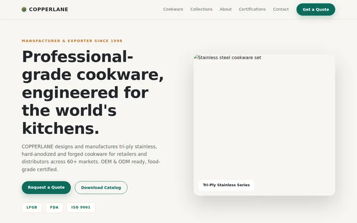 COPPERLANE — 高端炊具与厨房用品制造商官网