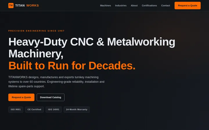 TITANWORKS — CNC 与金属加工机械制造出口商官网