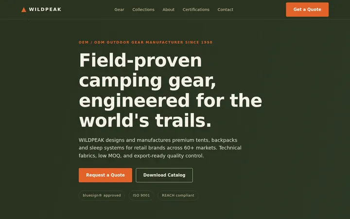 WILDPEAK — 户外与露营装备制造出口商官网