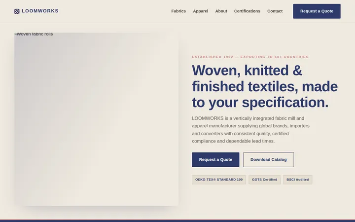 LOOMWORKS — 纺织面料与服装制造出口商官网